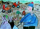 Medaile škole za kolekci malby a kresby: Abraham Kristina, 7 let, Children art gallery Izopark, Moscow, Rusko