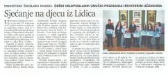 Novinový článek o předávání cen MDVV Lidice v Záhřebu